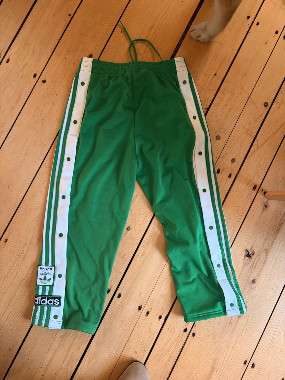 adidas Green Joggers with White Side Stripes - Picture 2 of 3